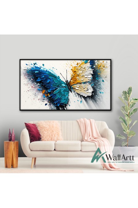 Abstract Colorful Butterfly 3d Heavy Textured Partial Oil Painting